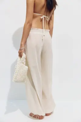 Pantalon de plage froissé - Crème — photo 3