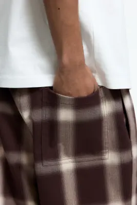 Short Loose Fit - Marron foncé/carreaux — photo 4