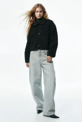Veste en tissu Teddy bear avec col - Noir — photo 2