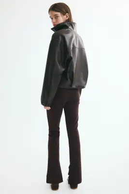 Pantalon à taille élastique en jersey romanite - Marron foncé — photo 3
