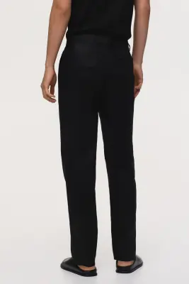 Pantalon de costume Slim Fit en lin - Noir — photo 2