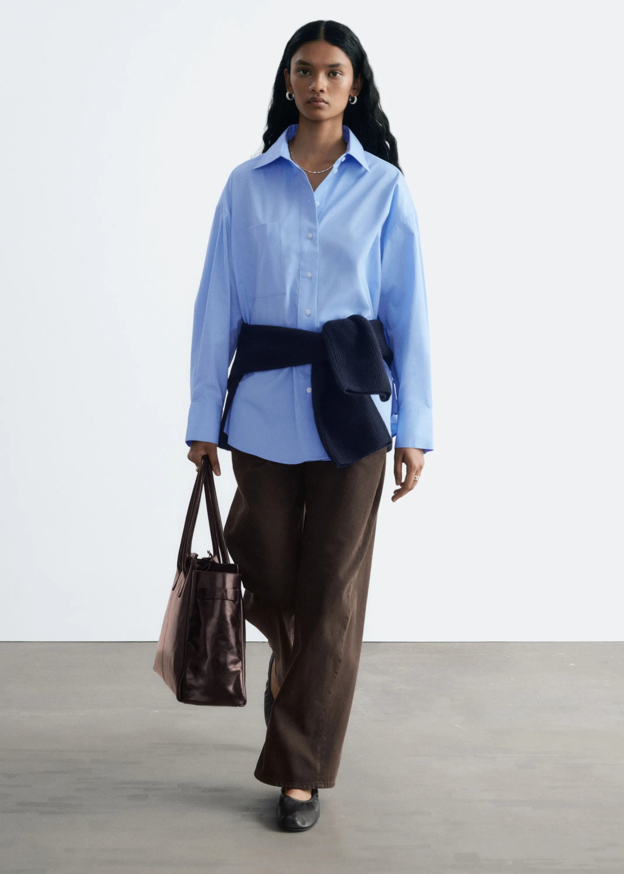 Chemise oversize en coton - Bleu