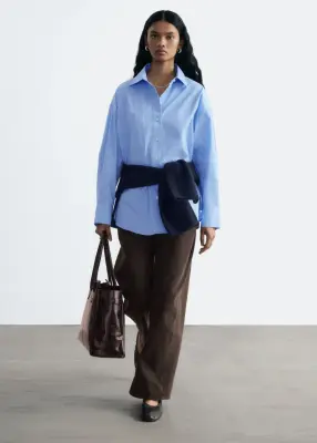 Chemise oversize en coton - Bleu — photo 1
