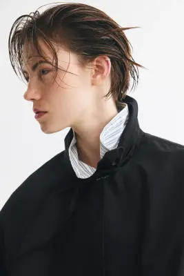 Veste à col foulard avec base à effet boule - Noir — photo 4