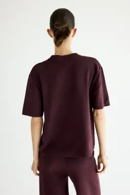 T-shirt en maille fine - Bordeaux — photo 3