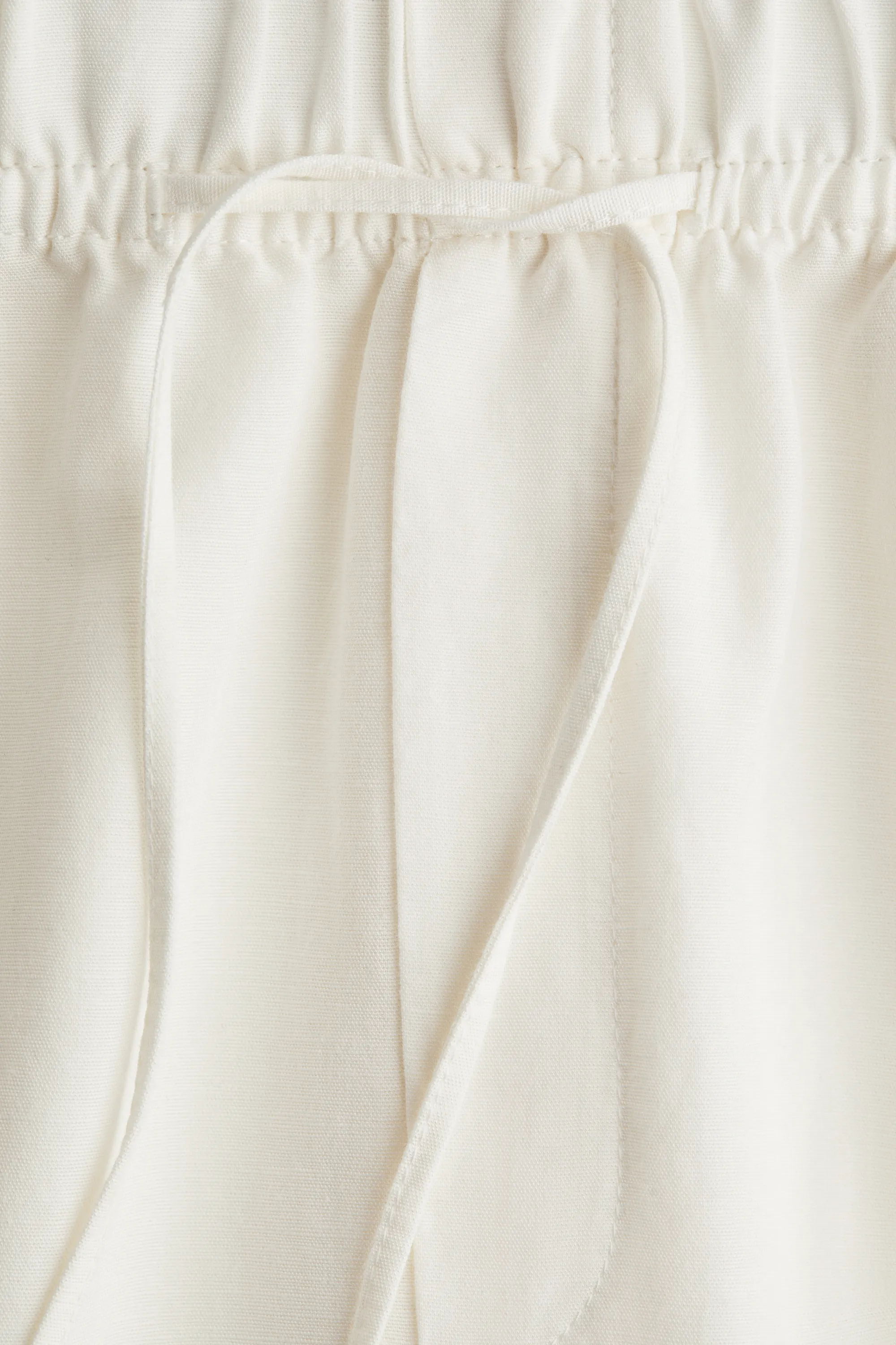 Pantalon en lin mélangé avec cordon de serrage - Blanc