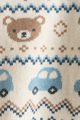 Pull en maille de coton jacquard - Beige clair/motif — photo 3