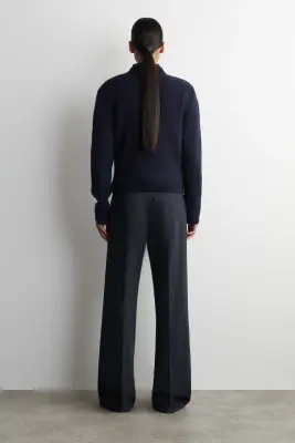 PANTALON DROIT EN MAILLE MILANO - BLEU MARINE — photo 3