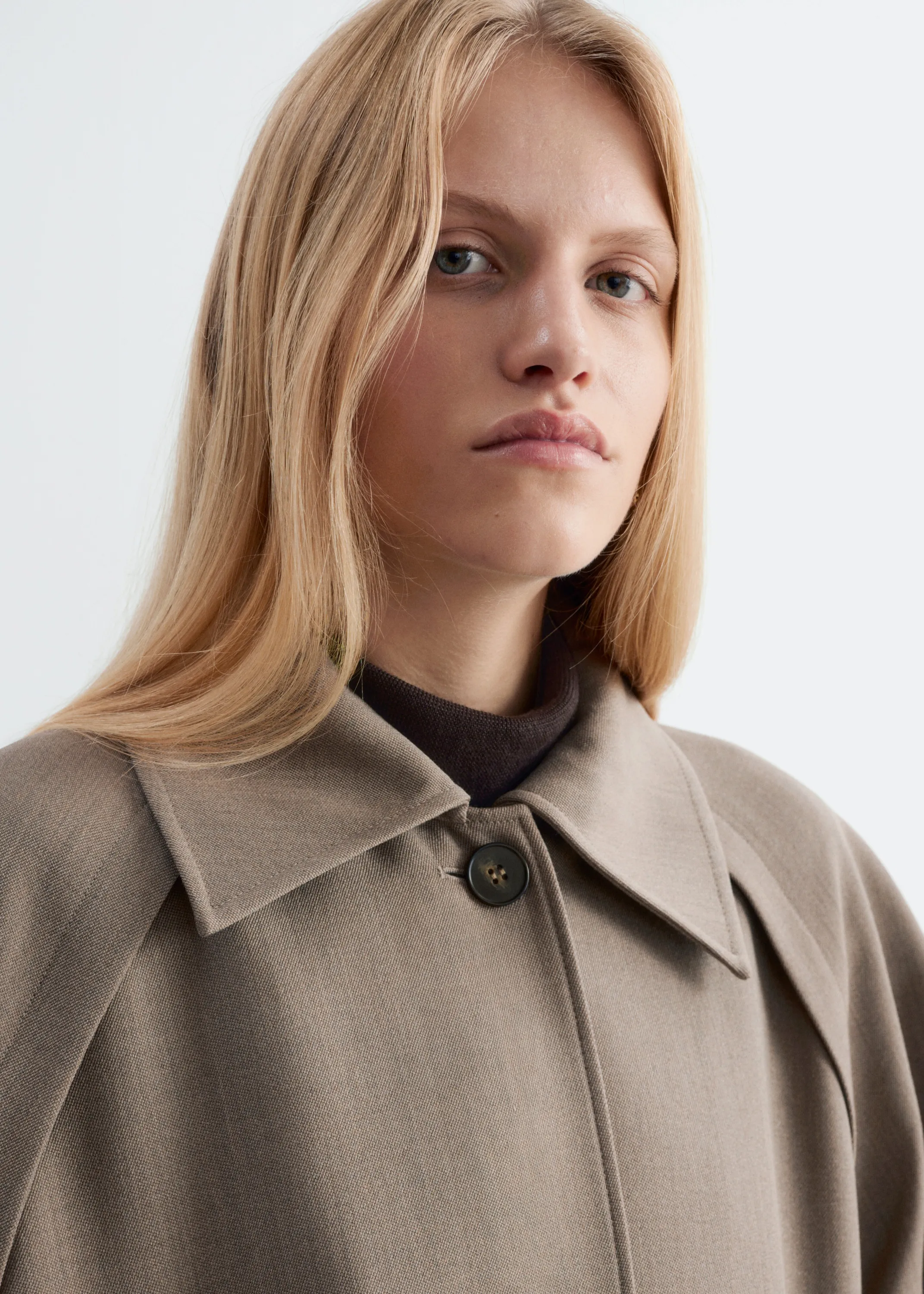 Trench-coat en laine avec ceinture à nouer - Taupe
