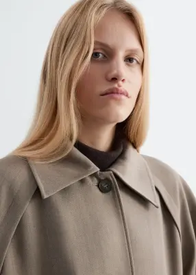 Trench-coat en laine avec ceinture à nouer - Taupe — photo 1
