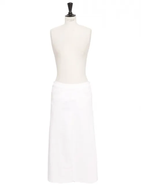Jupe taille haute trapèze longueur midi en jean blanc Prix boutique 200€ Taille 34
