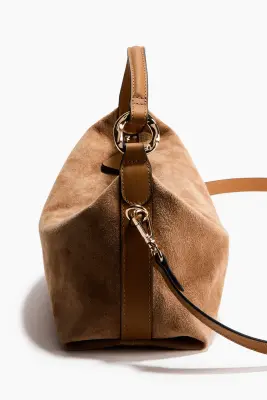 Sac crossbody en cuir velours - Beige — photo 2