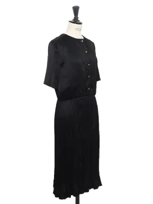 Robe manches courtes en soie noire boutons bijoux dorés Prix boutique 4200€ Taille XS — photo 4