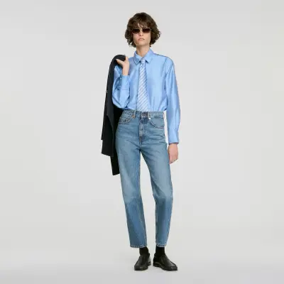 Chemise satinée détail bijou