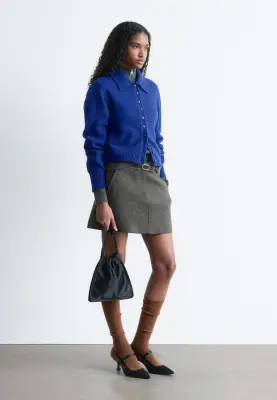 Cardigan en maille à col - Bleu vif — photo 2