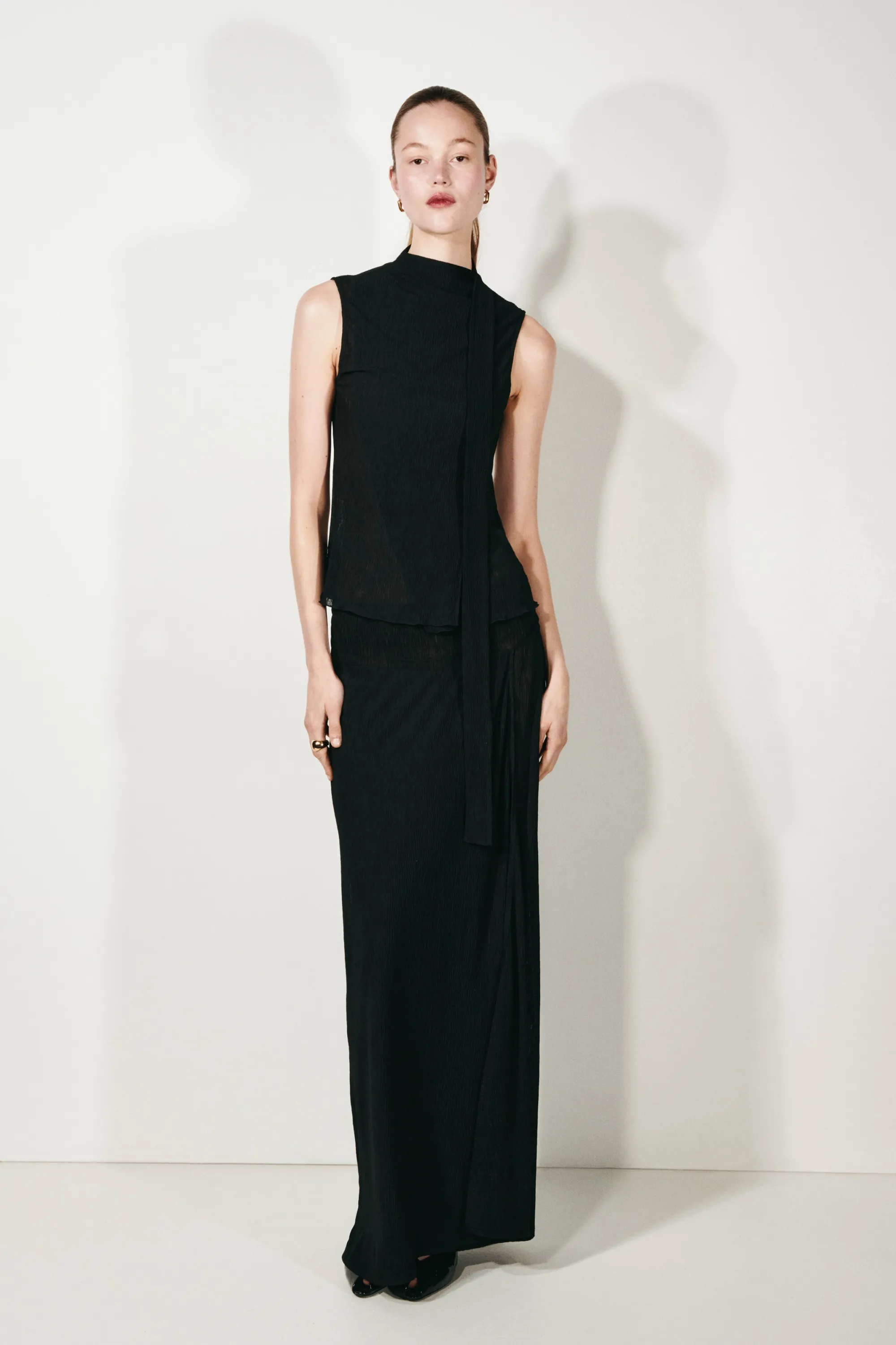 Top avec détail façon écharpe - Noir