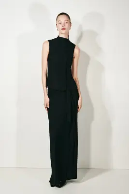 Top avec détail façon écharpe - Noir — photo 1