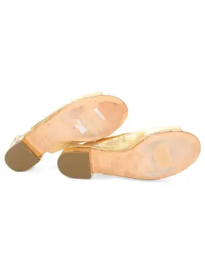 Sandales plates cuir exotique doré Prix boutique 1030€ Taille 38 — photo 5