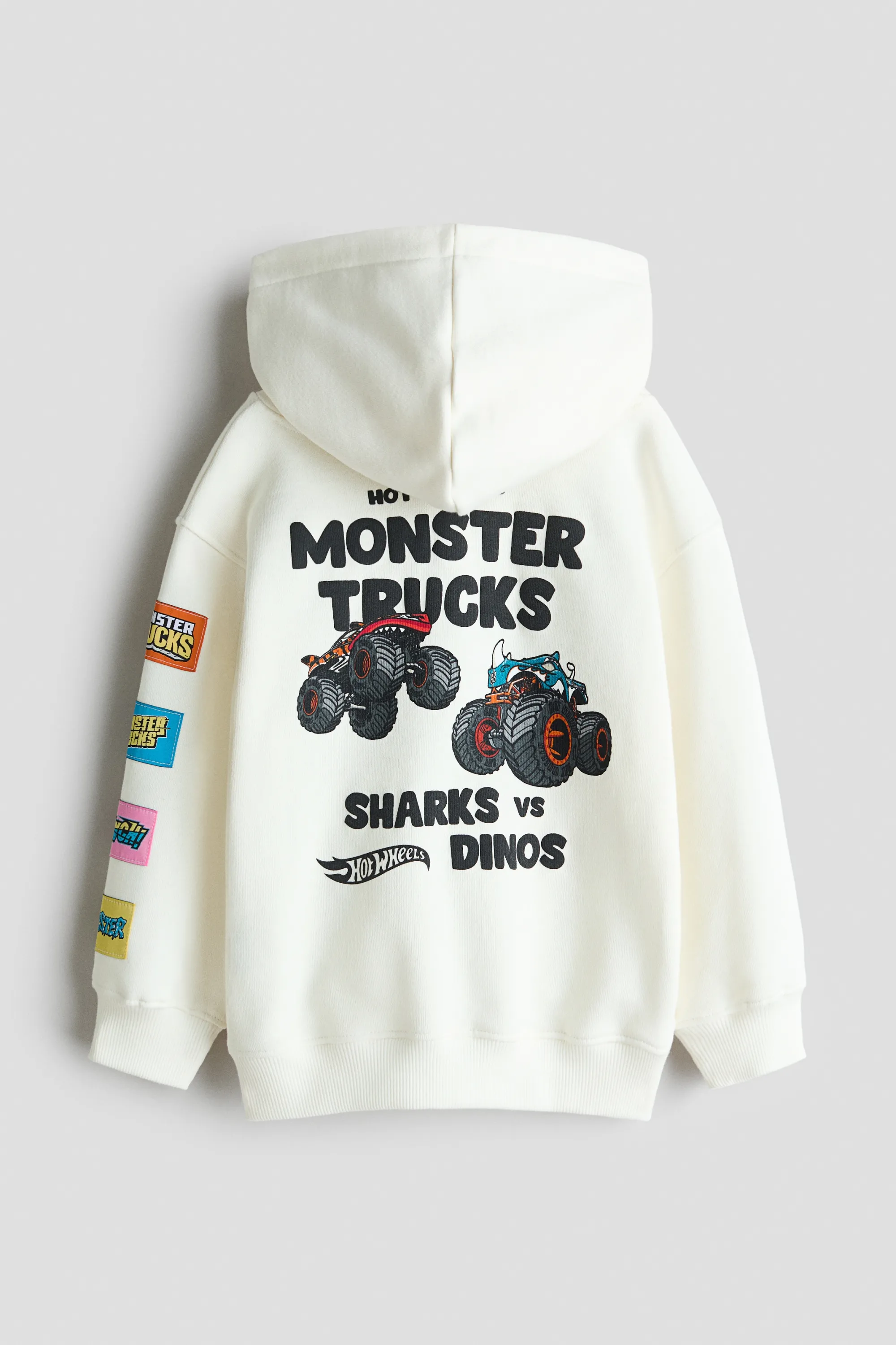 Hoodie à l'intérieur brossé avec motif imprimé - Ivoire/Hot Wheels
