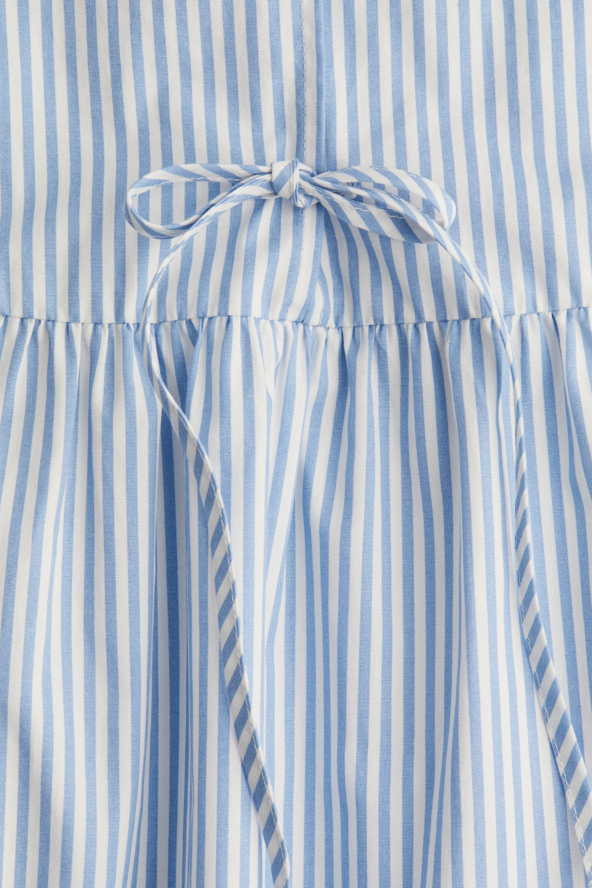 Robe en popeline avec détails à nouer devant - Bleu/rayures blanches