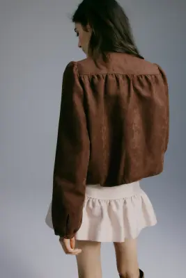 Veste oversize en twill - Marron — photo 2