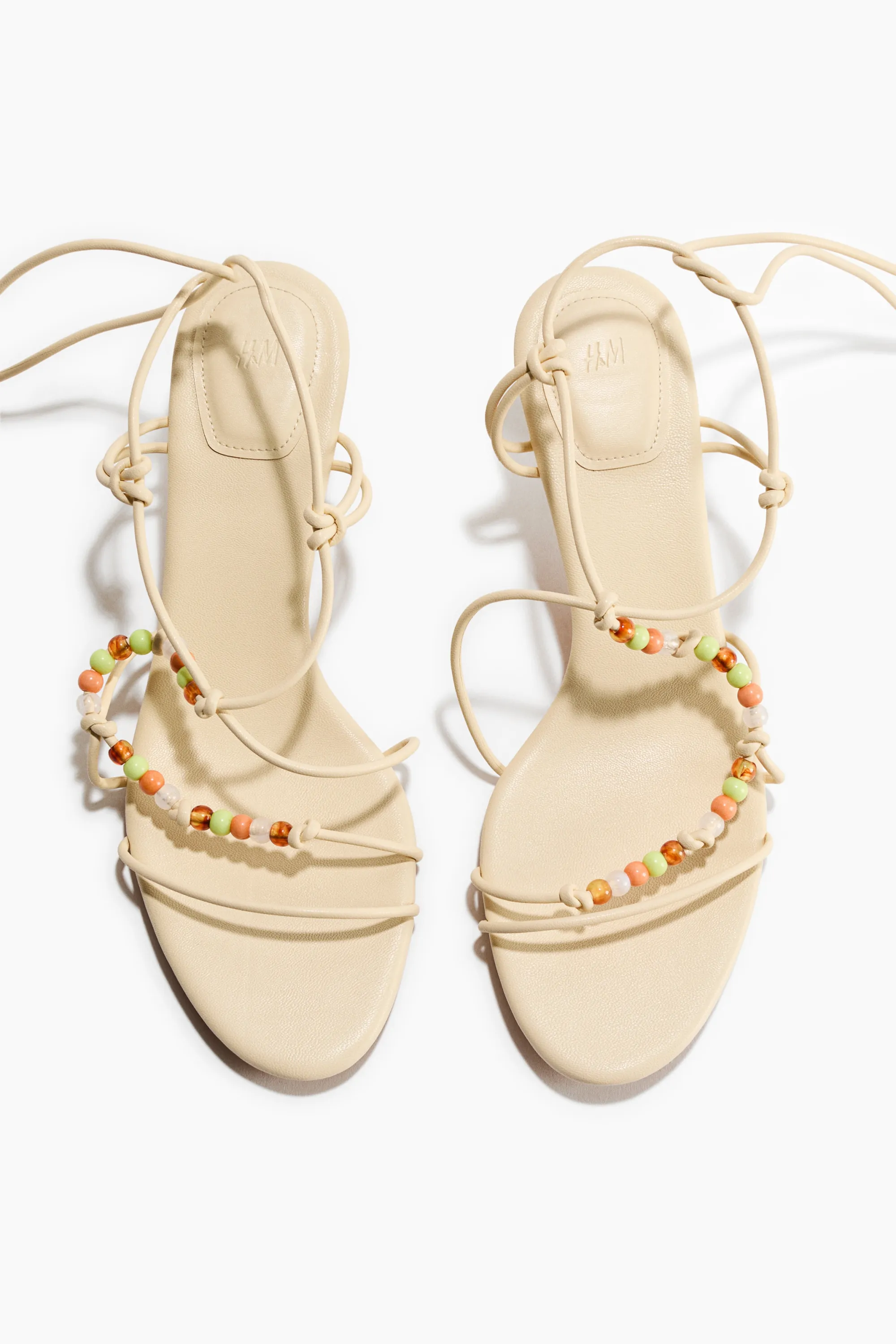 Sandales à brides fines avec talon kitten heel - Jaune pâle