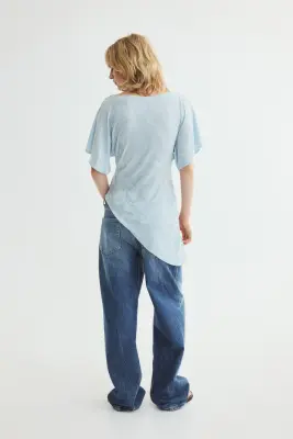 Top asymétrique en jersey jacquard - Bleu clair — photo 3