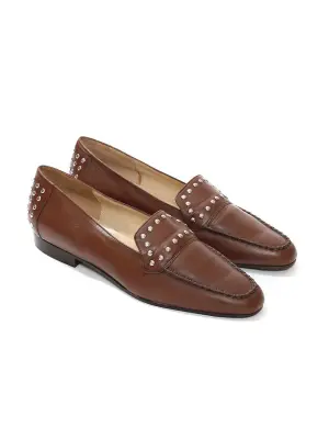 Mocassins en cuir marron foncé et studs argentés Taille 36,5 — photo 3
