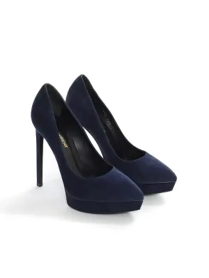 Escarpins THE JANIS plateforme et talon stiletto en suede bleu marine Prix boutique 560€ Taille 36 — photo 4