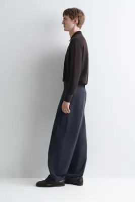 PULL POLO EN LAINE ET LYOCELL À COL SUPERPOSÉ - BRUN — photo 2