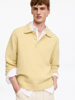 Polo en maille de coton mélangé - Jaune — photo 3