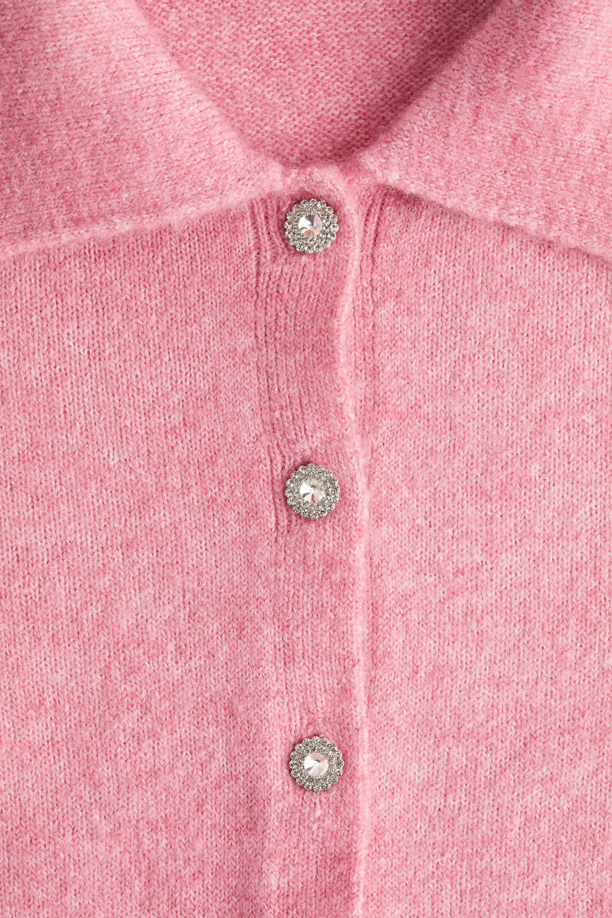 Gilet avec col - Rose chiné