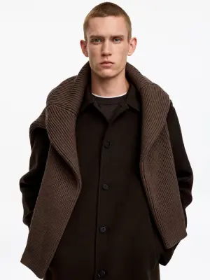 Manteau en laine double face - Marron foncé — photo 1