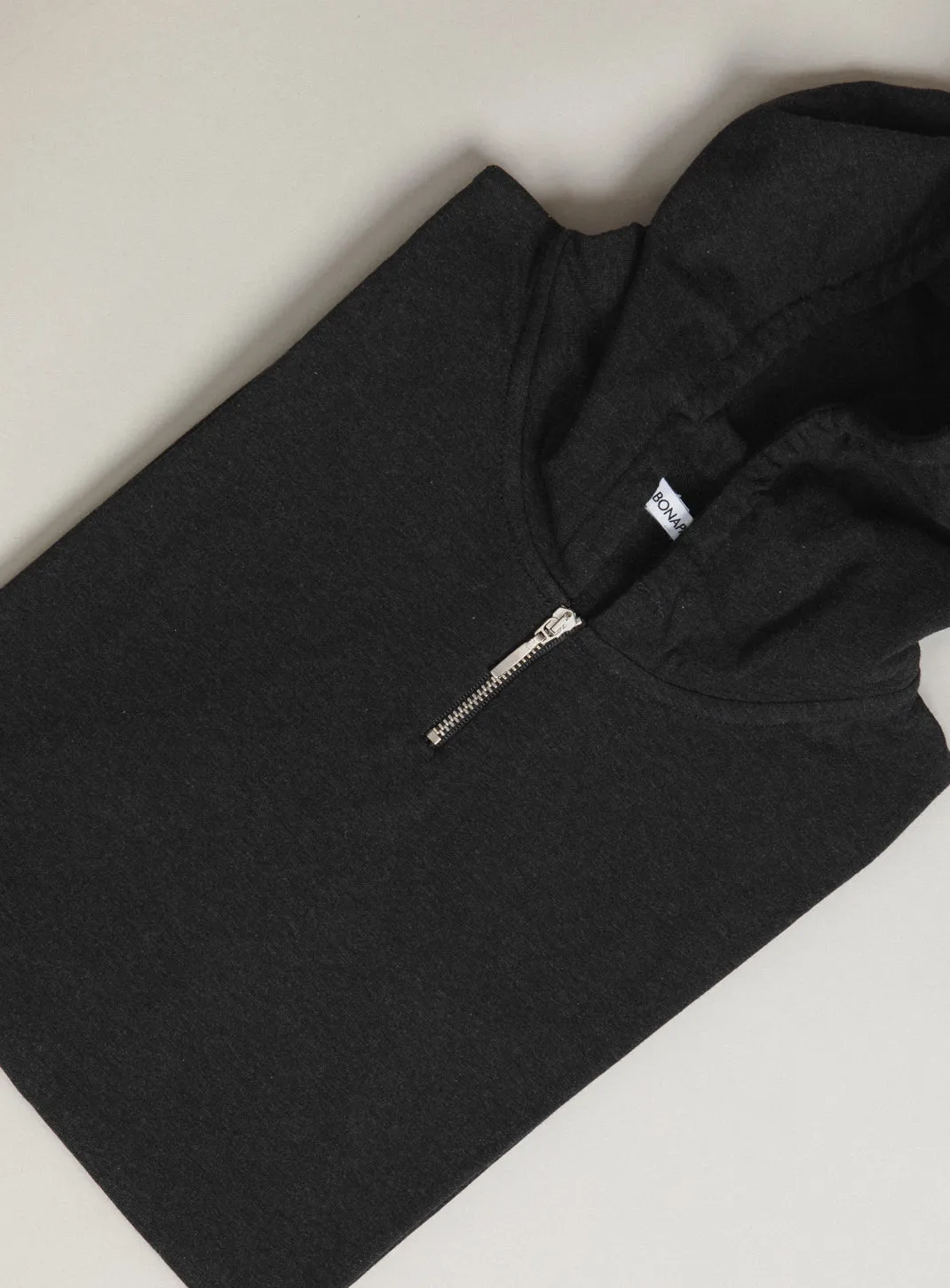 Hooded T-Shirt in Dark Gray Cotton & Elastane