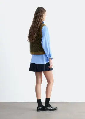 Débardeur en laine brossée à motif jacquard - Vert kaki/Imprimé léopard — photo 4