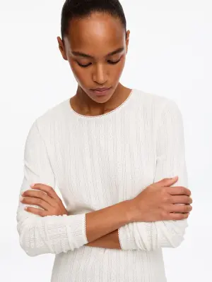 Haut en maille pointelle - Blanc — photo 3