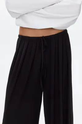 Pantalon à cordon en jersey - Marron foncé — photo 2
