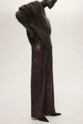 Pantalon à sequins - Marron foncé — photo 3