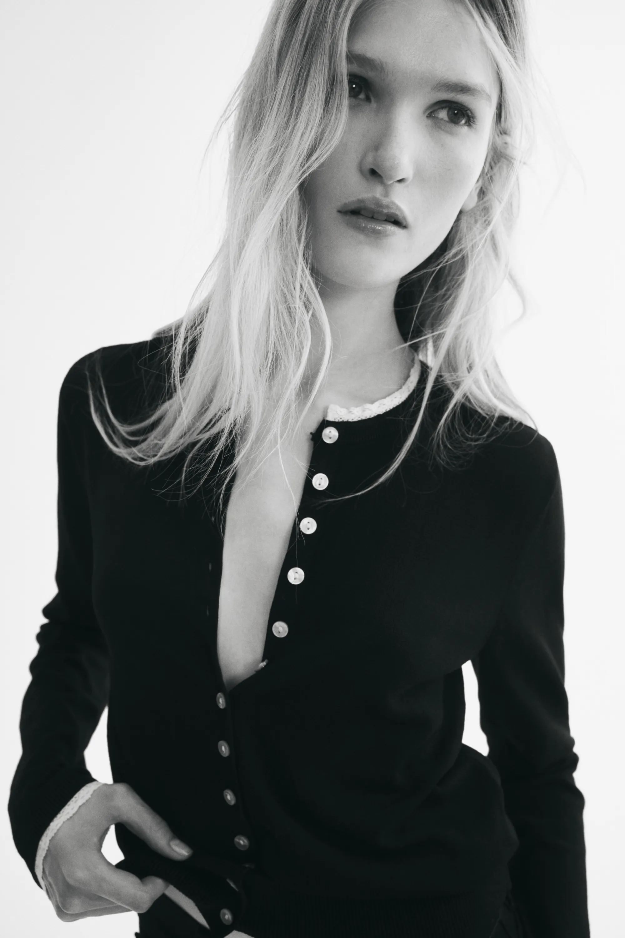Gilet avec dentelle - Noir/crème