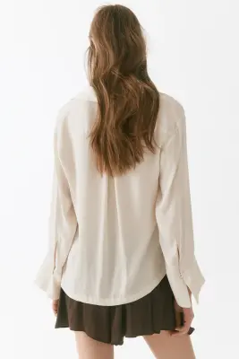 Chemise à col cubain - Beige clair — photo 3
