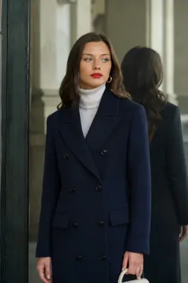 Frederick Wool Coat - Navy — photo 3