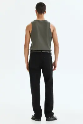 Débardeur côtelé Slim Fit - Vert kaki foncé — photo 3