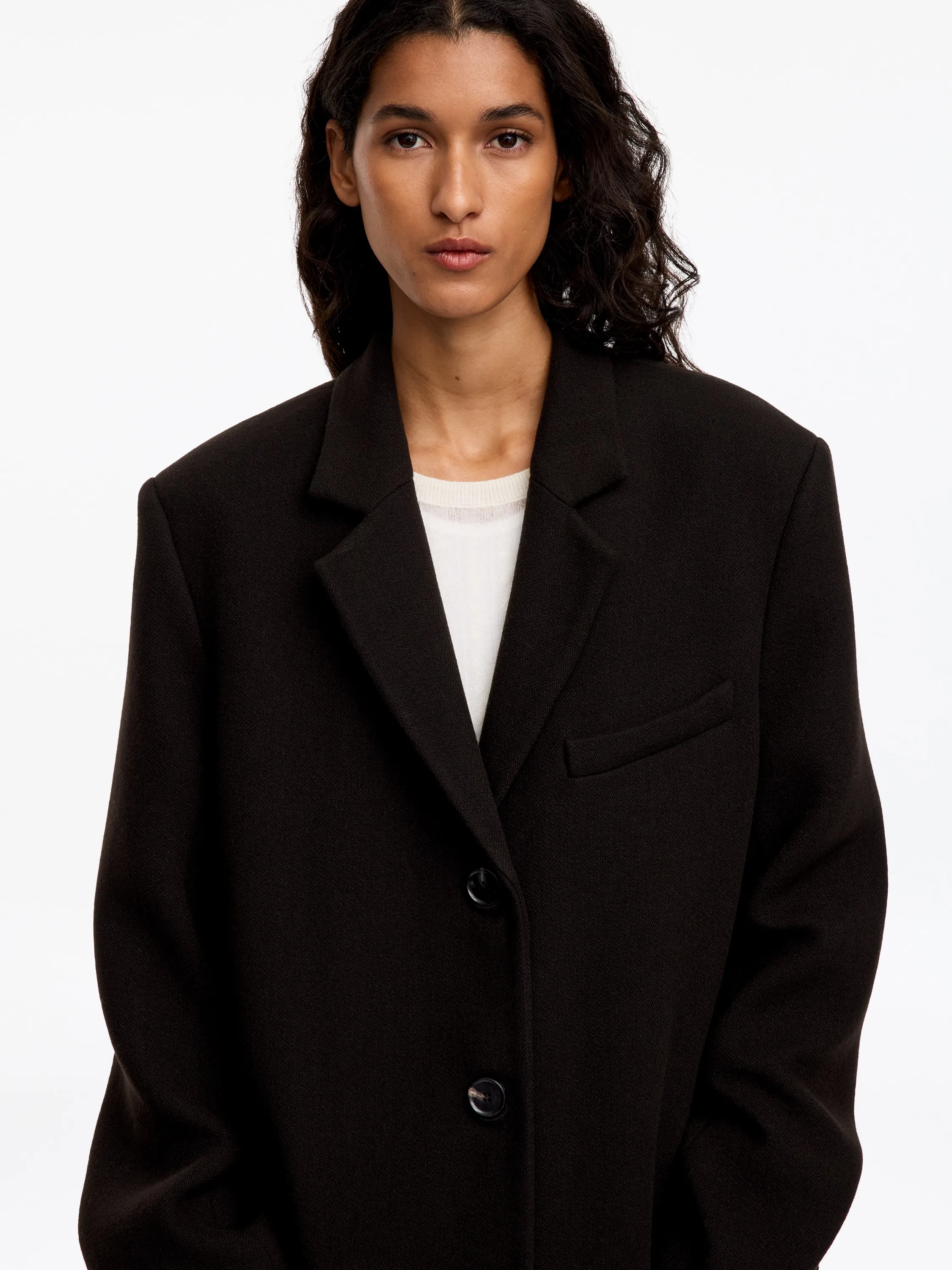 Manteau en laine mélangée - Marron foncé
