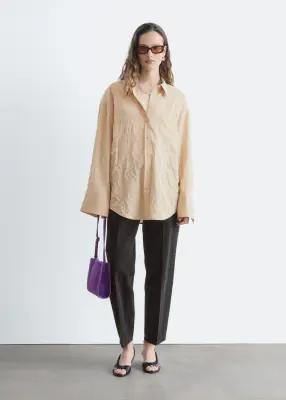 Chemise oversize froissée - Beige — photo 1