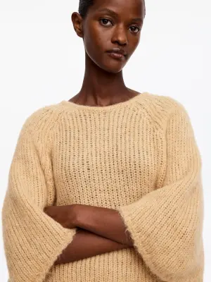 Pull raglan en laine d'alpaga - Beige — photo 3