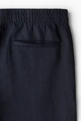 Pantalon Regular Fit en lin - Bleu marine — photo 4