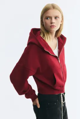 Veste à capuche zippée - Rouge foncé — photo 1