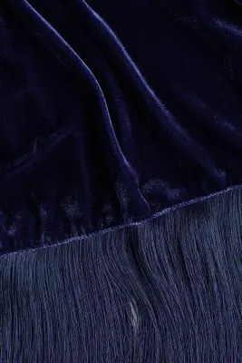 Robe à franges en velours - Bleu marine — photo 5