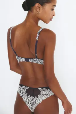Soutien-gorge super push-up en dentelle - Bleu marine/crème — photo 3