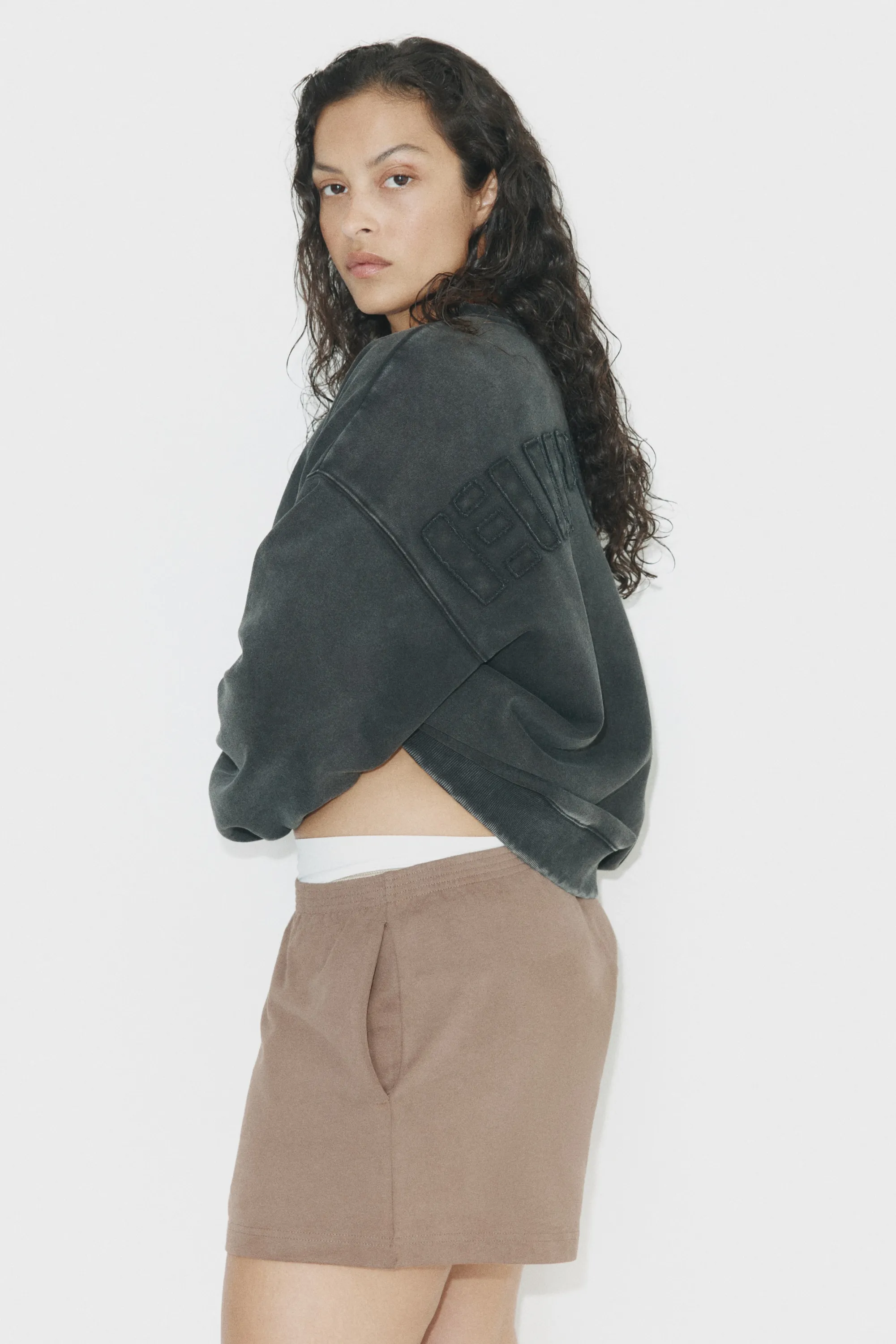 Short en jersey avec taille élastique - Beige foncé